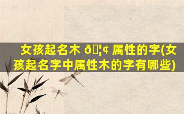 女孩起名木 🦢 属性的字(女孩起名字中属性木的字有哪些)